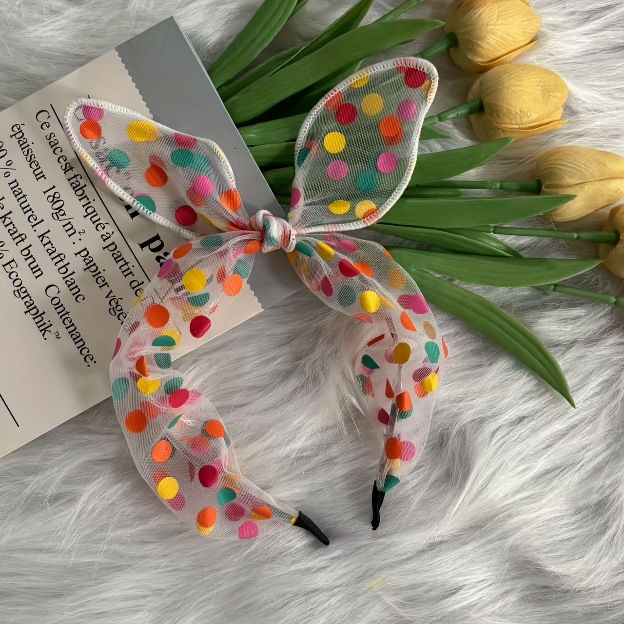 Colorful Polka Dot Print Bow-decorated Headband, A Cute Non-slip Hairband Suitable For Women And Daily Wear