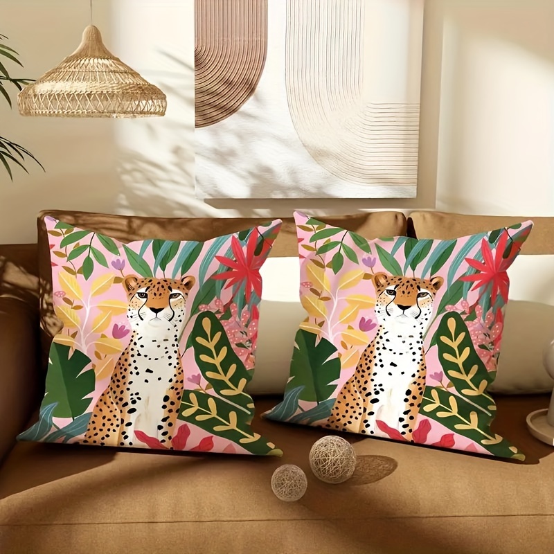 vibrant pink   print pillow covers   polyester tropical bohemian style 45x45  7x17 7 inch decorative cushion cases for living room bedroom sofa no pillow core included details 5