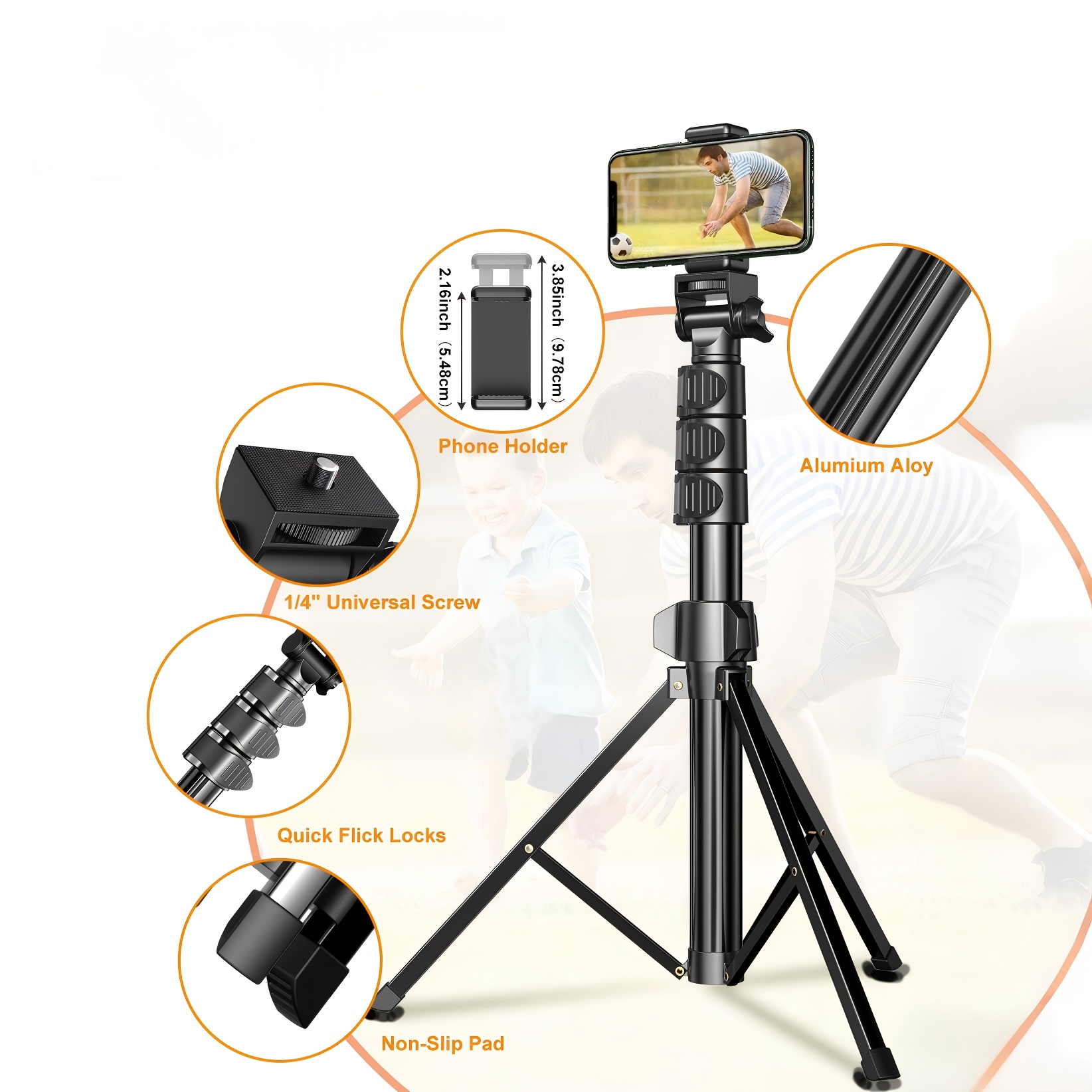 Wocbuy 2026 New 55.9" Phone Tripod, A Versatile -one Selfie Stick, Monopod, Tripod Adapter, And Tripod Stand Featuring A Universal Phone Holder That Works With , , Camera, And Live Streaming