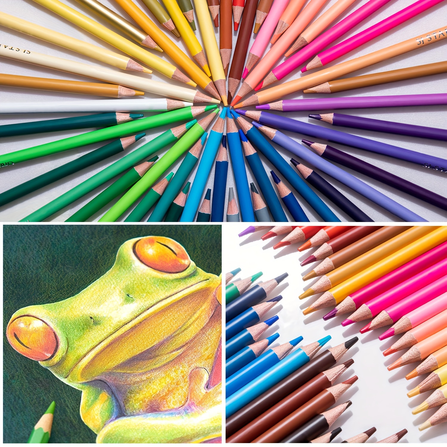 72 Colored Pencils Set with Canvas Wrap Orange Red Shades
