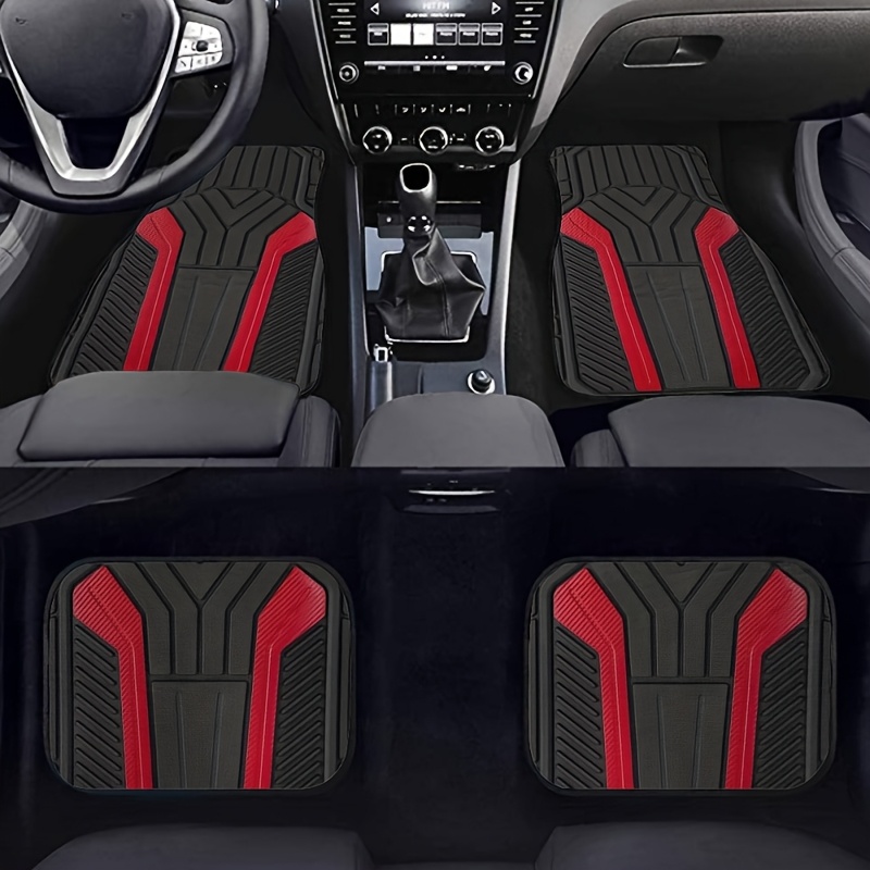 

4pcs Red Y Pattern Car Floor Mats Set - Absorbent, Non-slip & Washable Polyester - Fits Sedans, , Suvs | Ideal Gift For All On Christmas & Halloween, Floor Mats Set