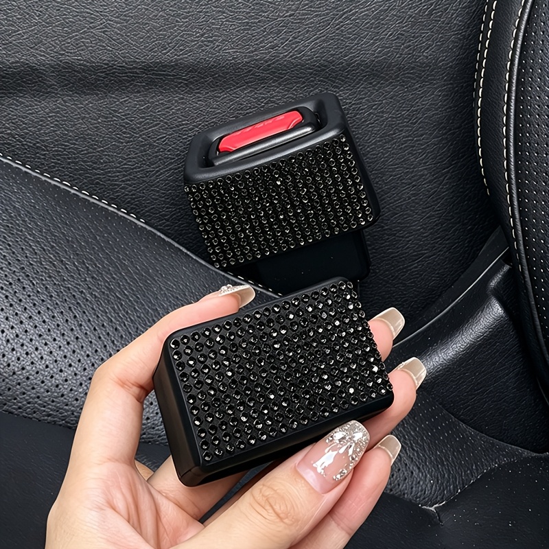 TEMU 2pcs Creative Bling Shiny Car Decor Additions For Women, Car Seat Belt Base Protective Covers, Anti-collision And Anti-scratch Sleeves For