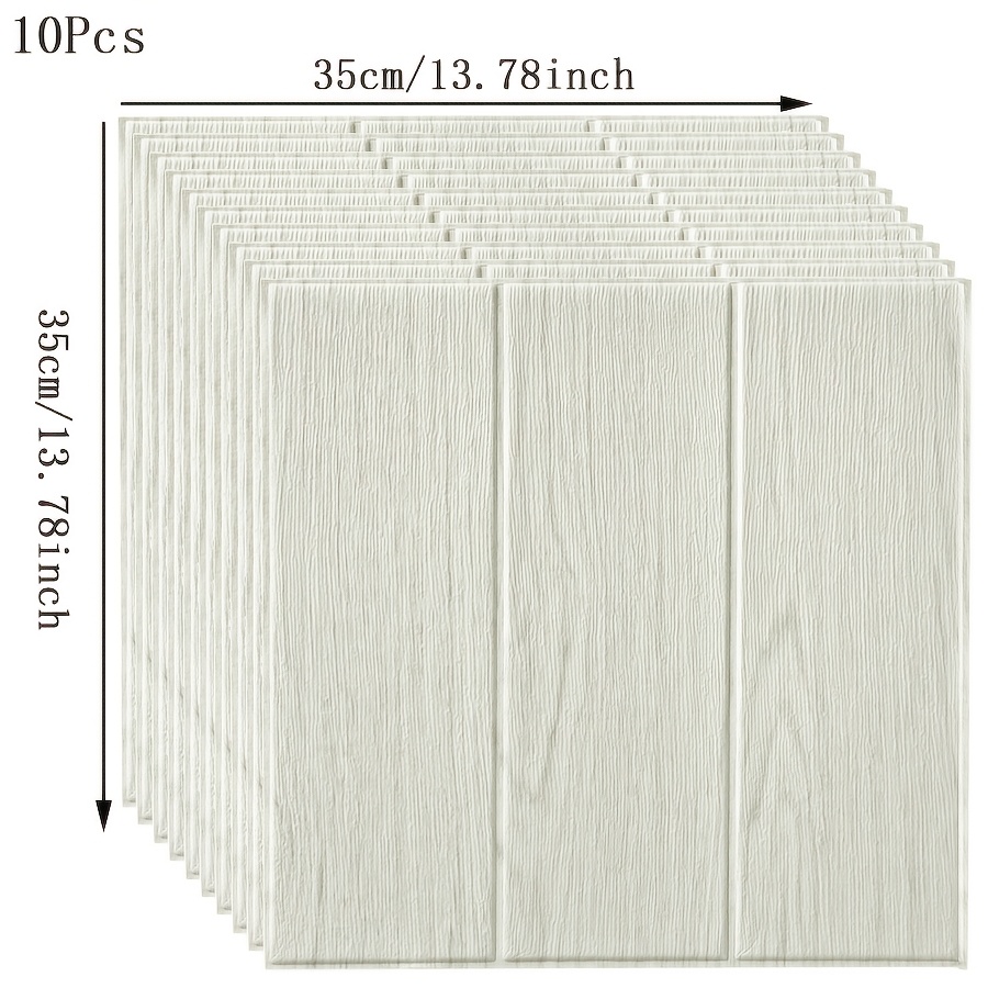 Image of 10pcs Wood Grain Self-adhesive 3d Stereoscopic Wall Stickers Living Room Bedroom Wall Renovation Decorative Stickers Background Wall Ceiling Wallpaper Thickened Washable Waterproof Wallpaper