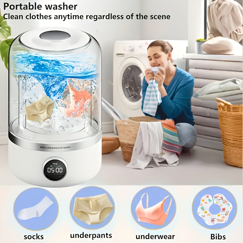 portable usb automatic washing machine no electricity required no assembly needed 4000mah long lasting battery 20 uses in 20 hours ideal for business   rv washing underwear and socks cleaner tools blender clothes cleaner details 4