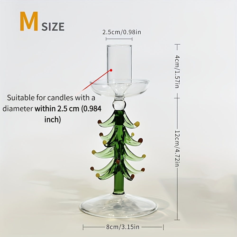 TEMU 1pc Christmas Tree Shaped Glass Candle Holder, European Style Tabletop Decor, Suitable For Christmas, Halloween, Easter, Hanukkah, Thanksgiving