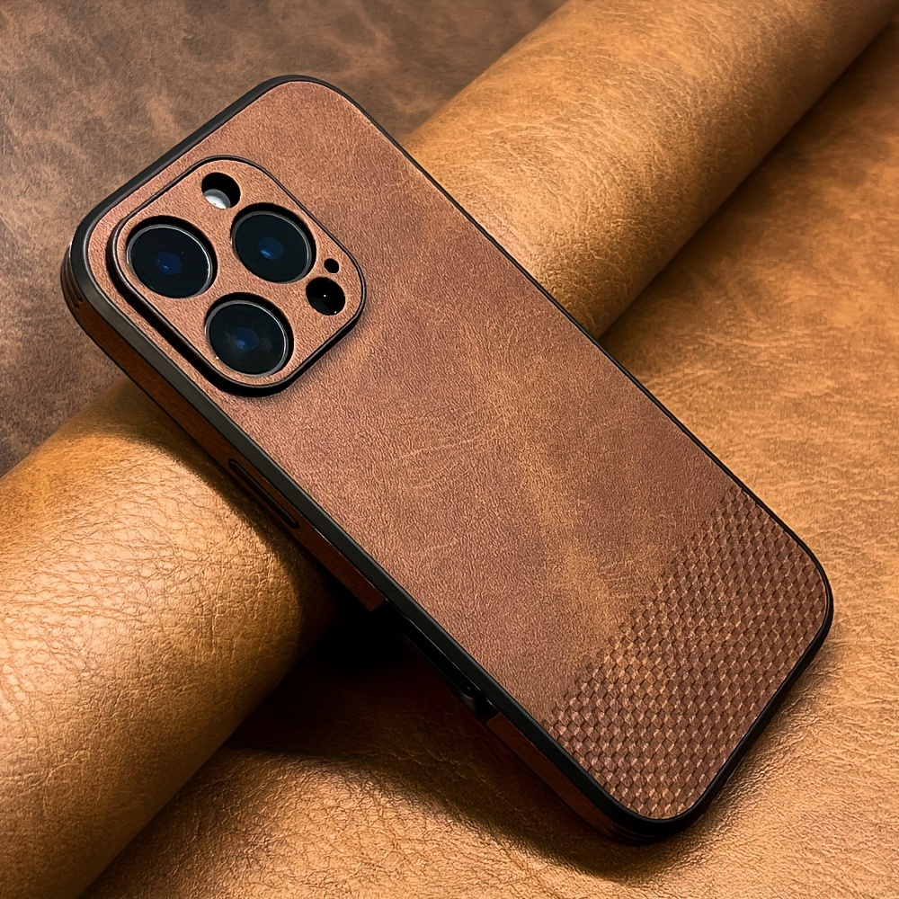 Phone Case: Luxury Business Artificial Cowhide Pu Leather Case For Iphone 16 15 14 13 12 11 Pro 16pro Cases Shockproof Protective Phone Cover