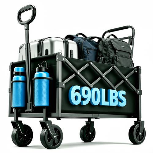 capacity 690lbs heavy duty all terrain foldable cart stainless and 600d oxford cloth foldable multi functional trolley for camping gardening shopping no black garden tool holder sturdy