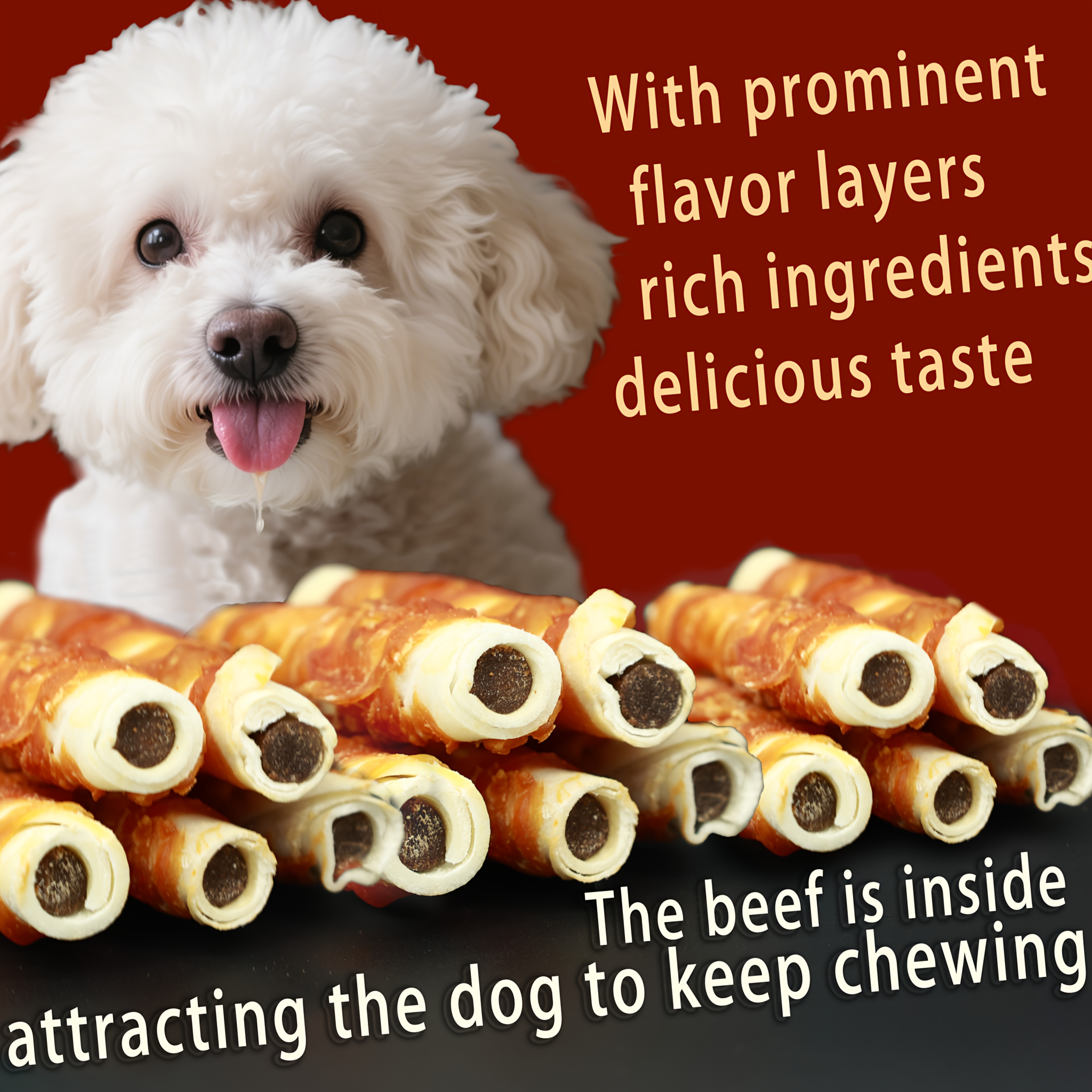 TEMU Dog Treat: Twist Stick Chicken/duck Meat Inside, Filled With Beef For A Filling - Low Salt, - High Protein - A Boredom-busting Snack For Dogs.