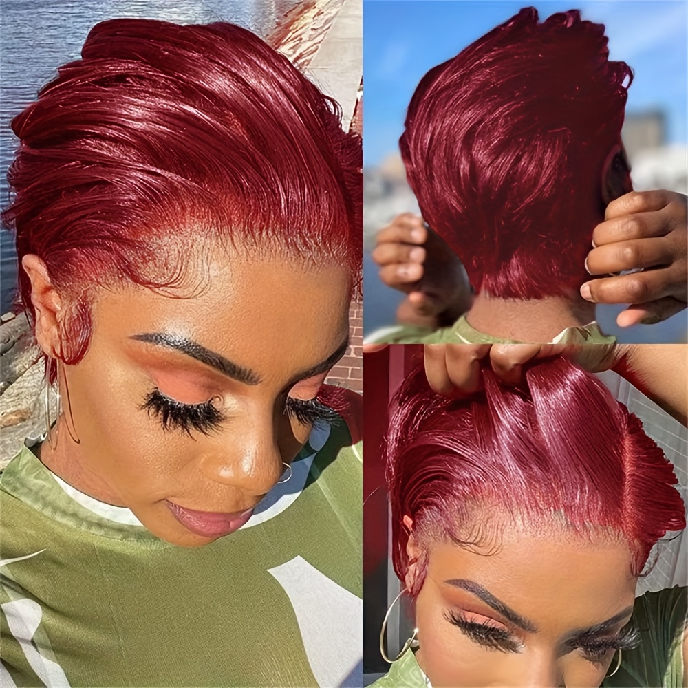 Perruque Cheveux Humains Brésiliens - Bouclés Court Ombré Châtain - Bonnet Moyen