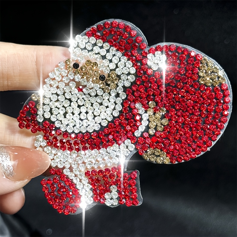 TEMU 1pc Exquisite Red Diamond Santa Claus Rhinestone Patch, Festive Iron-on Applique For Diy Jeans, Bags, Shoes, Hats, And Coat Fashion Accessories