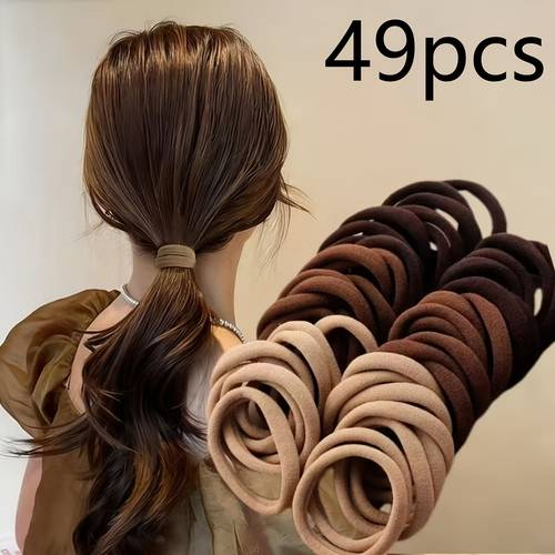 49pcs seamless high versatile durable simple bun high low ponytail hair ties and bands hair friendly