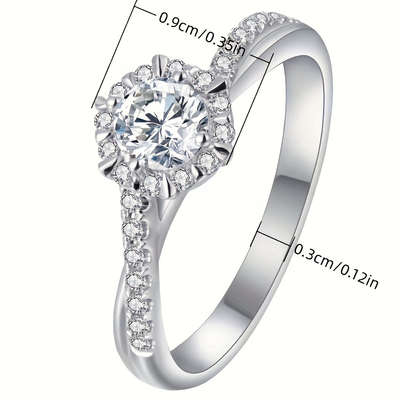 6 Prong Round CZ Women's Engagement Ring, Copper Base, April Birthstone