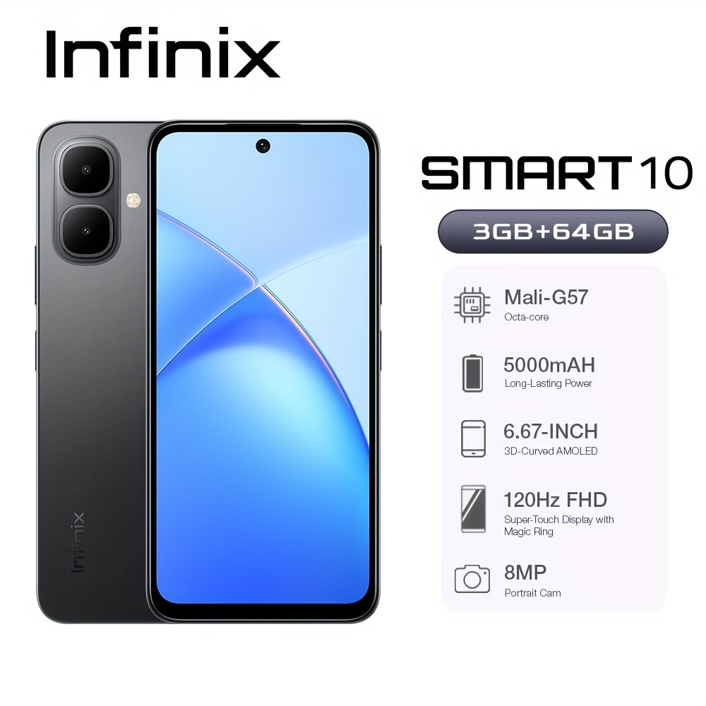   smart 10 3gb 64gb 5000mah 120hz display smartphone 6 67 inch 8mp camera 300   4 5  dual speakers durable drop resistant phone