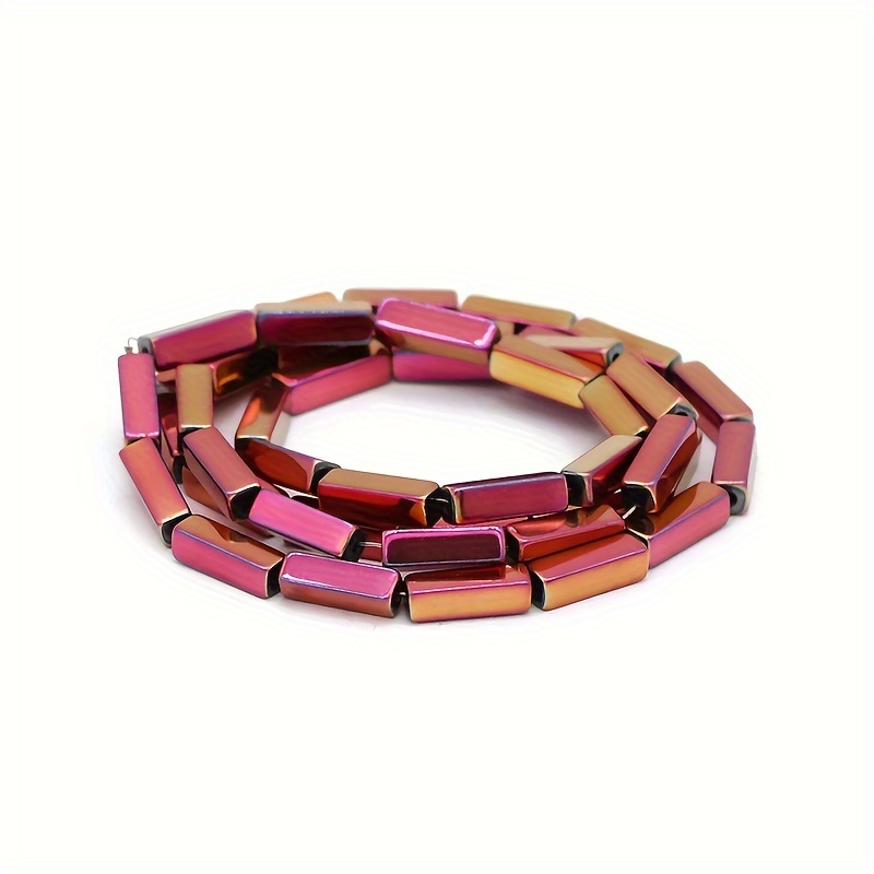 Rose Red Rectangular Black Obsidian Loose Beads for DIY Crafting