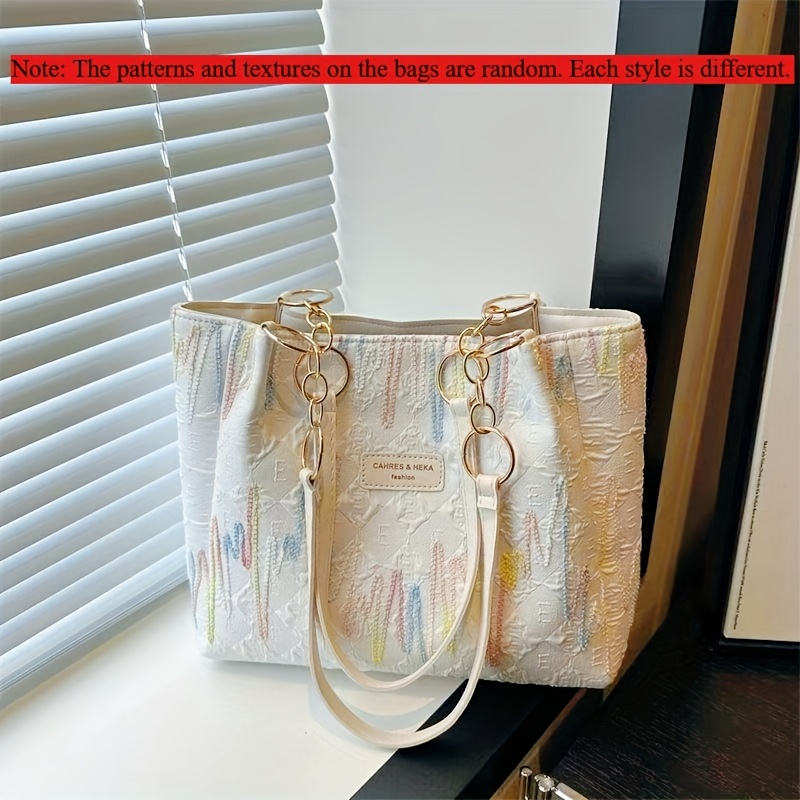 E-shop 1 Stück Damen Boho Tote Bag - Schultertasche mit großem Fassungsvermögen und Streifenmuster, für Reisen, Pendeln und den täglichen Gebrauch