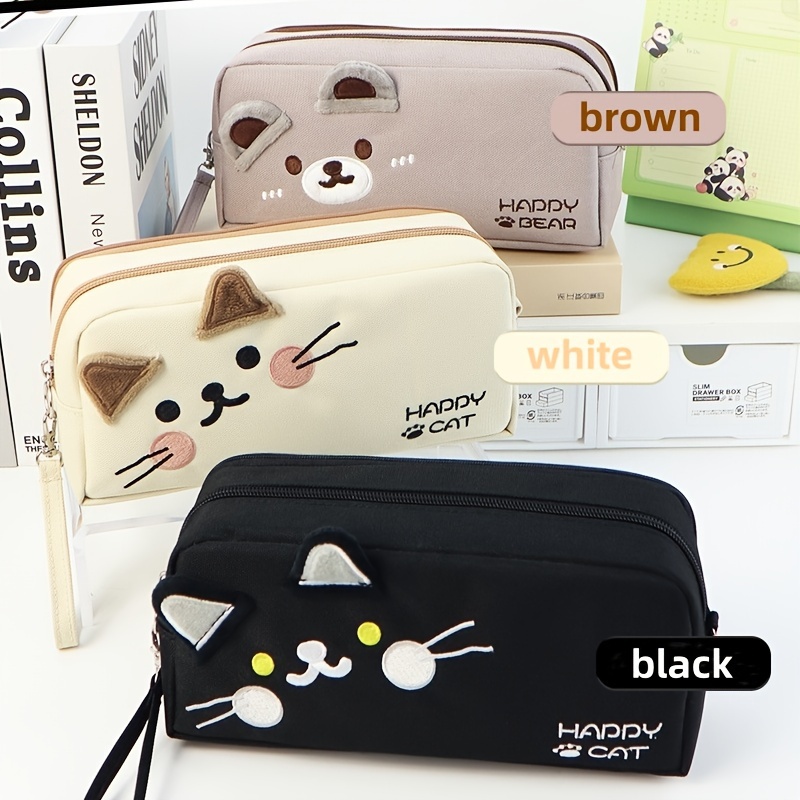 

Black And White Cat Cute Pencil Bag Detachable Portable Stationery Bag With Pen Insert Mesh Bag Large Capacity School Supplies Storage Bag Multi-functional Zipper Bag Prize Gift Eid Al-adha Mubarak