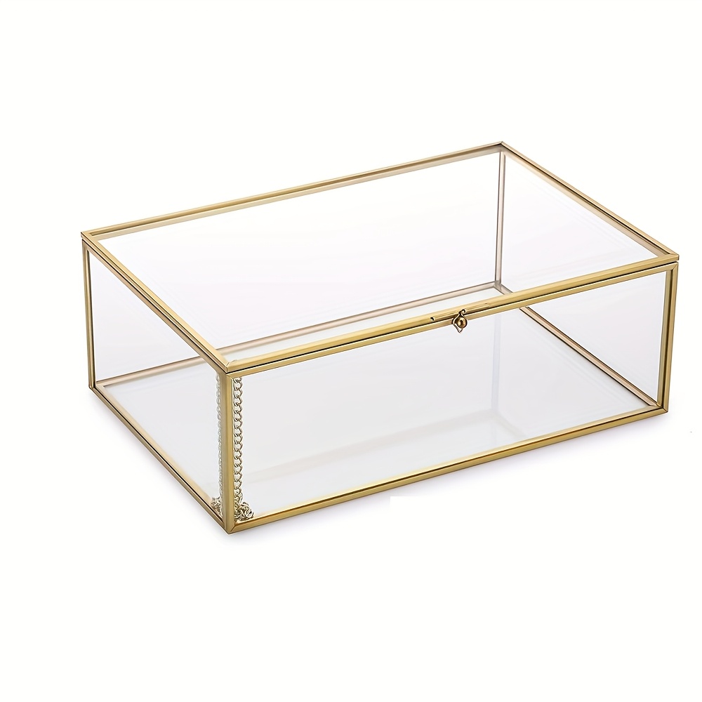 Glass Souvenir Box, Rectangular Jewelry Display And Storage Box, Dresser Top Box, Home Decor Decorative Box For Storing Accessories, Rings, And Bracelets, Jewelry Boxes