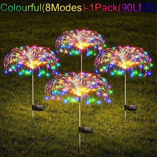 8pack 6pack 4 1pack solar sparkling firework lights 8 speed outdoor fairy lights ip65 solar flashing landscape lights suitable for gardens courtyards backyards patios lawns christmas lawns parties