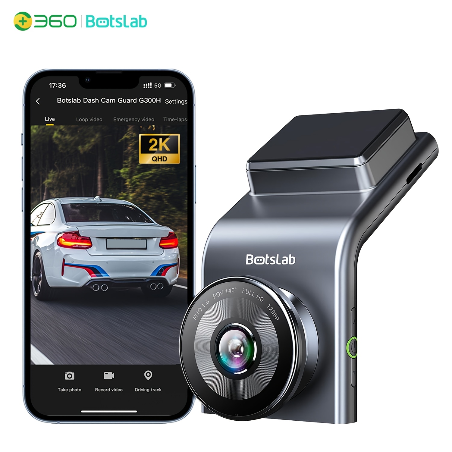 

Car Dash Cam 2.5k, 140° Wide Angle Car Camera Front, Color Night Vision, Built In Wifi Gps, 24h Motion Detection Parking Mode, Wdr, Emergency And Loop Recording (no Sd Card)