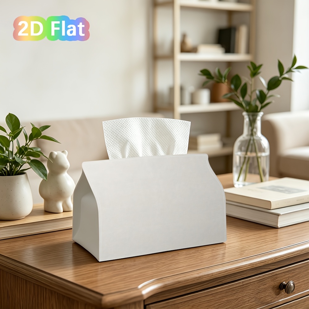 TEMU 1pc Minimalist Modern Tissue Box Cover Suitable For Farmhouse & Scandinavian Decor, Neutral Neutral Tissue Holder With Solid Construction,