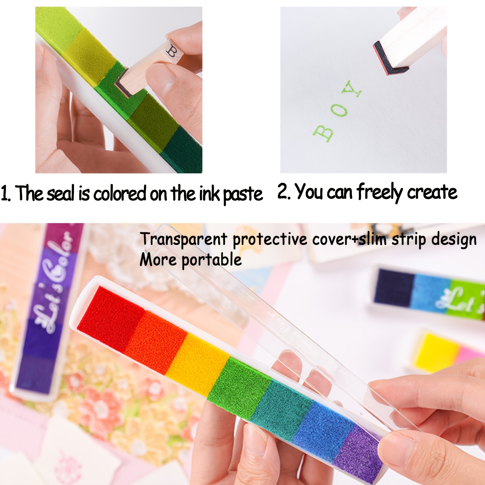 5pcs Long Strip Multicolor Ink Pads Set for DIY Projects