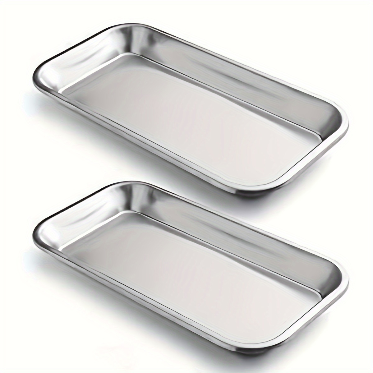 

2pcs Tattoo Supplies Tray, Stainless Steel Tray For Lab Instrument Supplies, Tattoo Tool (silvery)