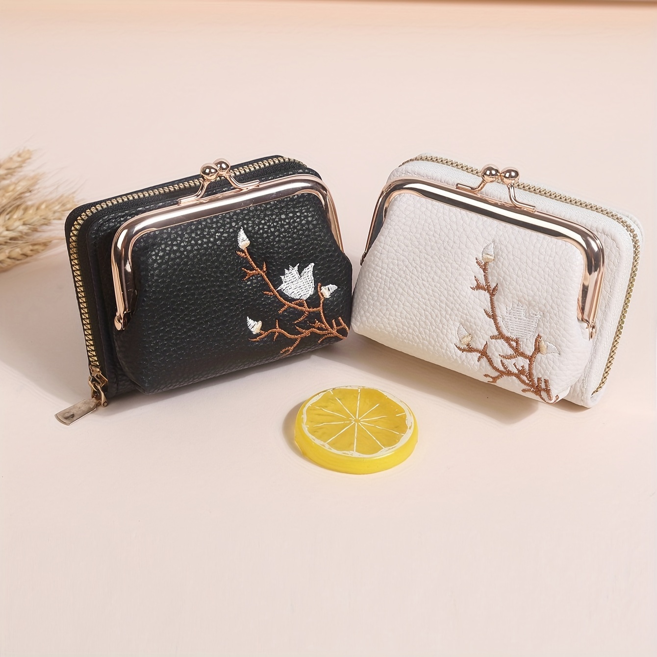 

Casual Embroidered Mini Wallet For Women With Id Card Slot, Pu Material With Polyester Lining, Continental Style With Zipper Closure, Slip Pocket – Options, In Guangzhou