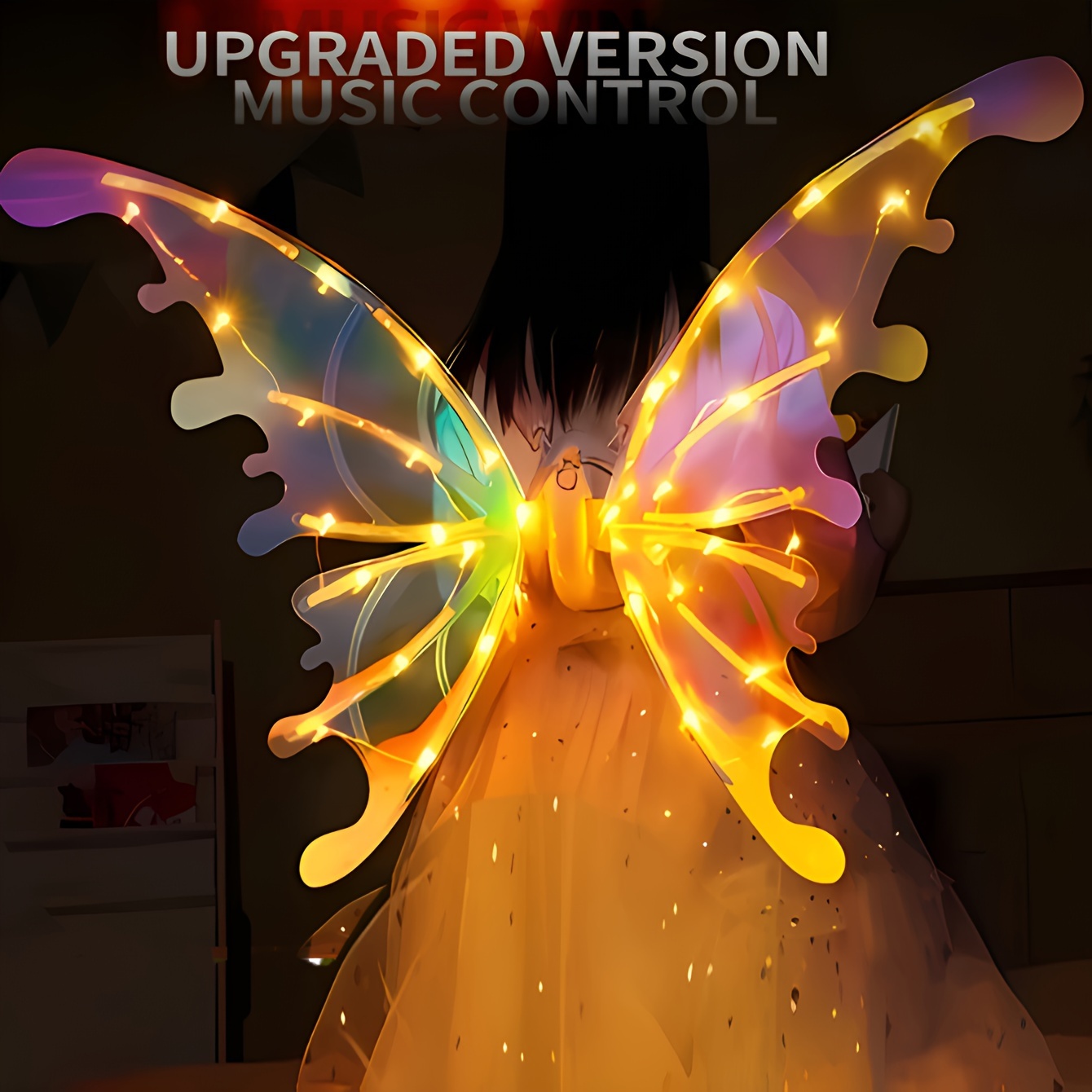 

Led Butterfly Wings With Music - Color-changing, Moving Elf Costume Accessory For , Christmas & Thanksgiving Parties - Diy Kit, Battery Not Included