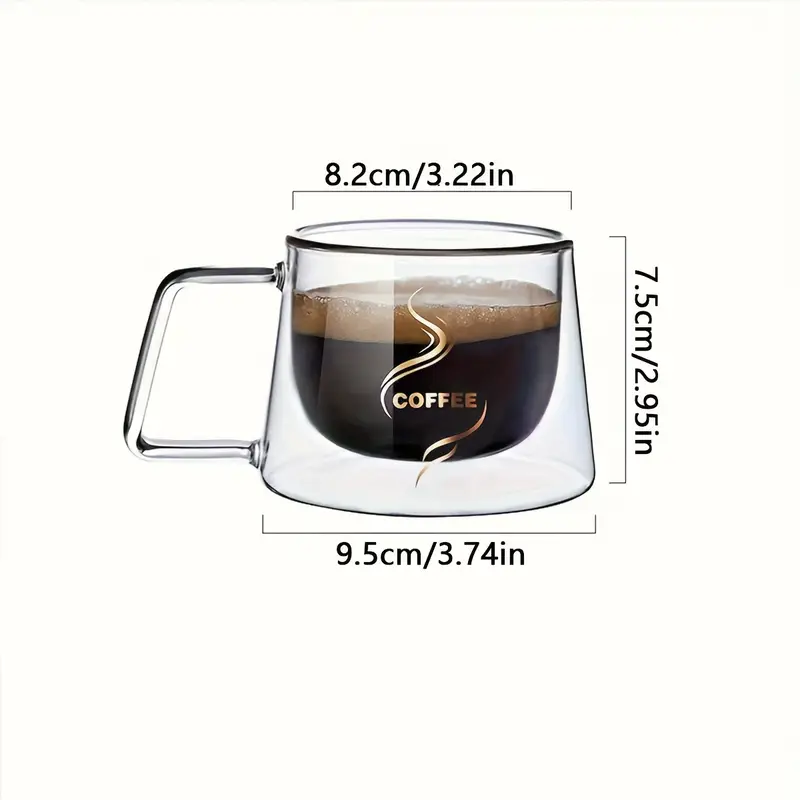 1pc heat resistant double wall glass coffee mug with handle insulated transparent cup for hot and cold beverages ideal for coffee tea milk juice and kitchen drinkware details 4