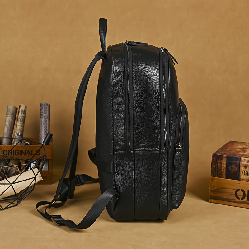 mochila de cuero auténtico para hombre - bolsa de portátil   compartimento para portátil de 15,6, bolsillo con cremallera frontal - mochila profesional y     para el  ,  , los viajes - construcción   de cuero de     - regalo ideal para hombres, artículos esenciales para  , diseño  , construcción  , profesionales de negocios 9