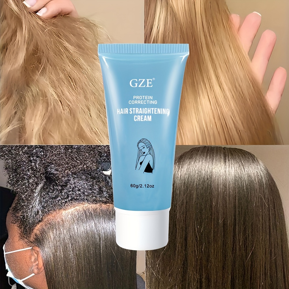 GZE Protein Hair Straightening Cream 60g Moisturizing Formula for All Hair Types Salon Quality Straightening Silk Gloss Effect Damage Free