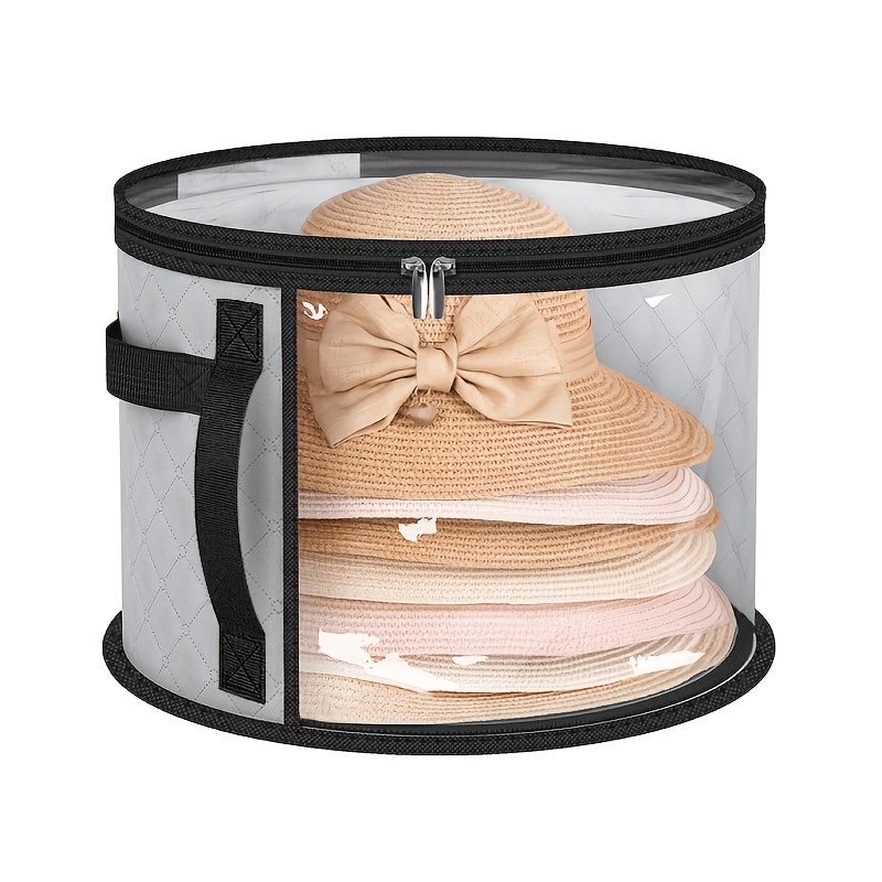 TEMU Boîte de rangement extra large pour chapeaux - Organisateur d'accessoires pliable en tissu non tissé avec poignée renforcée, convient aux