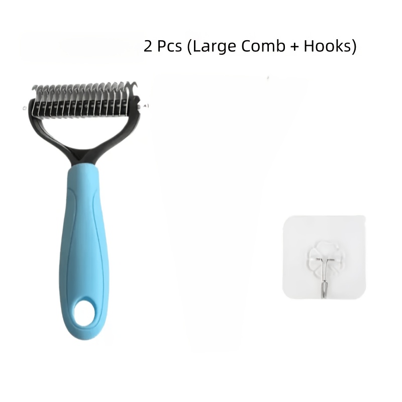 TEMU 1 Set (Comprend 2 Articles : 1 Grand Peigne et 1 Crochets) Outil Anti-Pelage Double Face en Acier Inoxydable pour Animaux de Compagnie, Couleurs