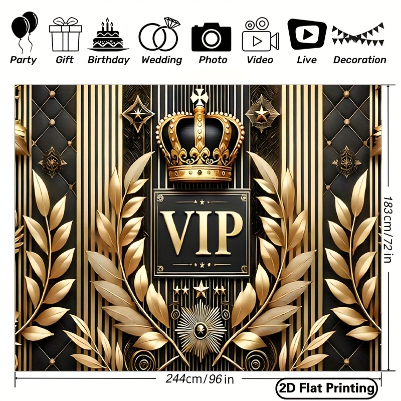 TEMU 2d Flat, 2d Flat - 2d Flat, 2d Flat - 1pc A 2d Flat Banner Featuring Golden Emblem Backdrop, Measuring 243.84x182.88cm. Made From Polyester