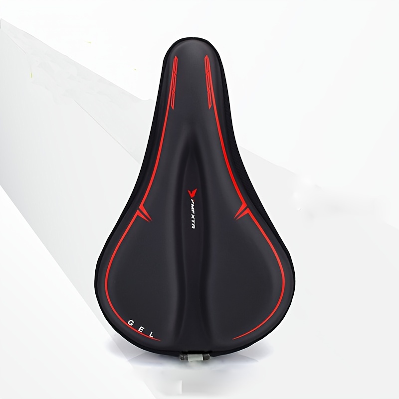 

Mountain Bike Road Bike Narrow Bicycle Seat Cushion, Thickened Silicone Breathable And Soft Bicycle Seat Cover, With Reflective Warning And Sports Warning, Black And Red