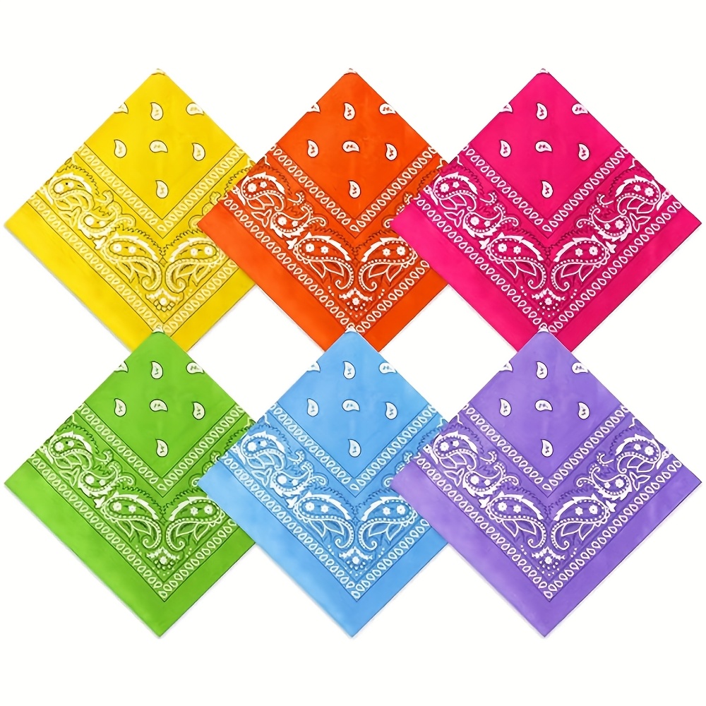 6pcs retro   scarf for men and women 22x22 inches polyester multicolor headband wristband   cycling and casual wear machine washable