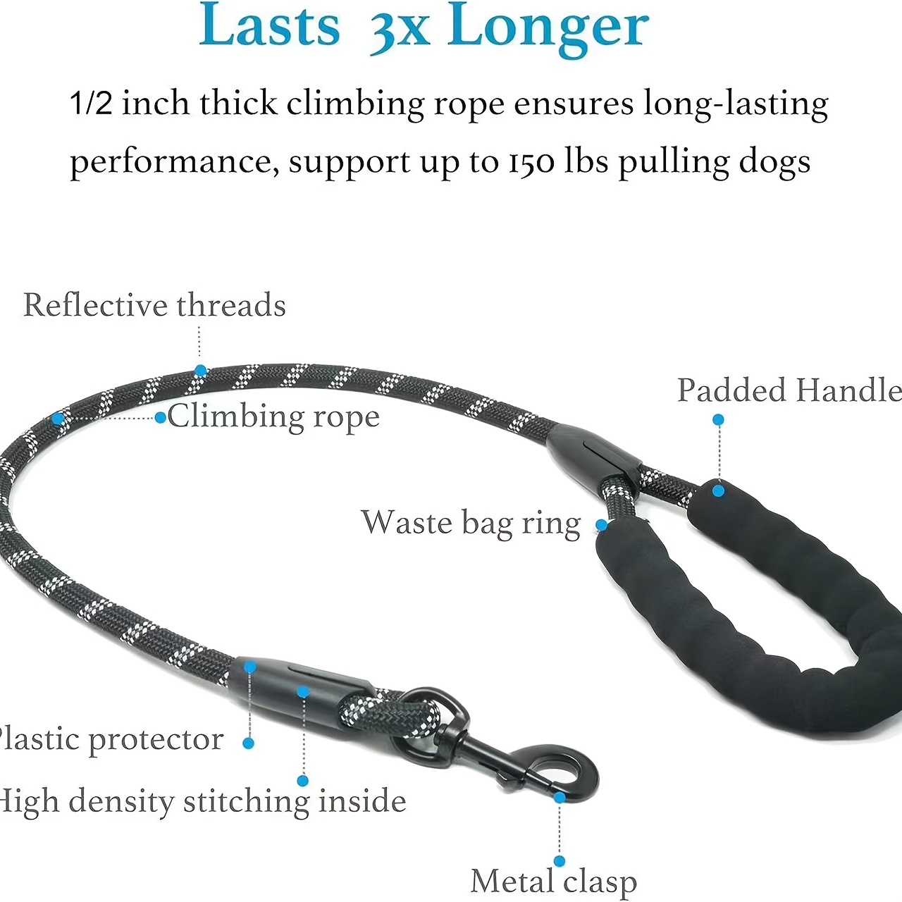 Dual Dog Leash, 360° Rotating Tangle-Free Design