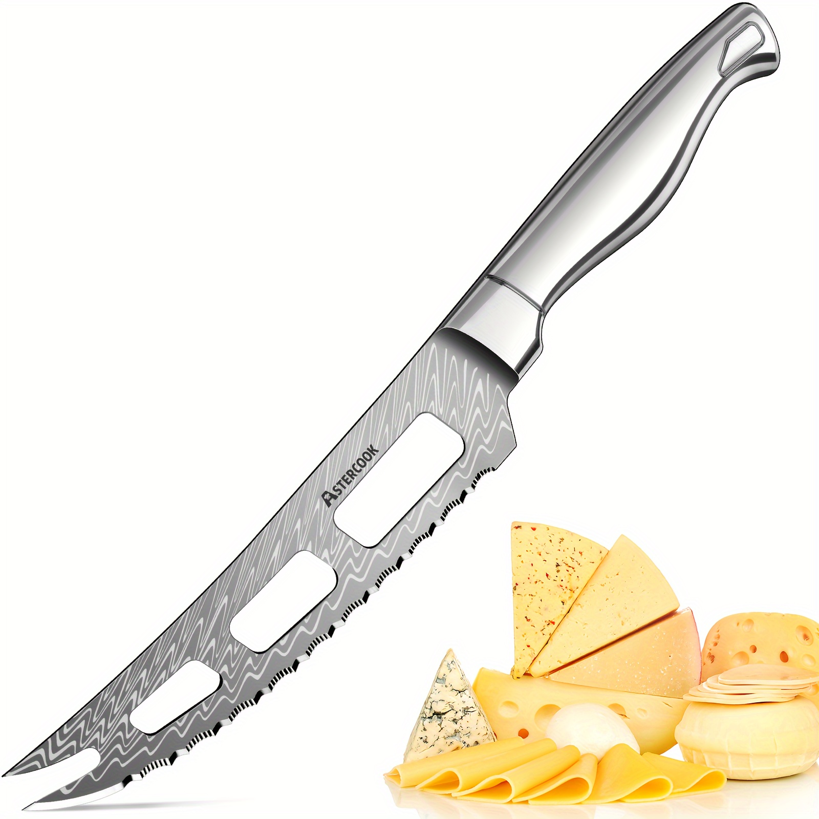 

1pc/astercook Cheese Knife, 5" Kitchen Cheese Knife, German Stainless Steel, Ergonomic Stainless Steel Handle, Dishwasher Safe, Silver, Kitchen Gadgets Gifts For Mom Or Dad