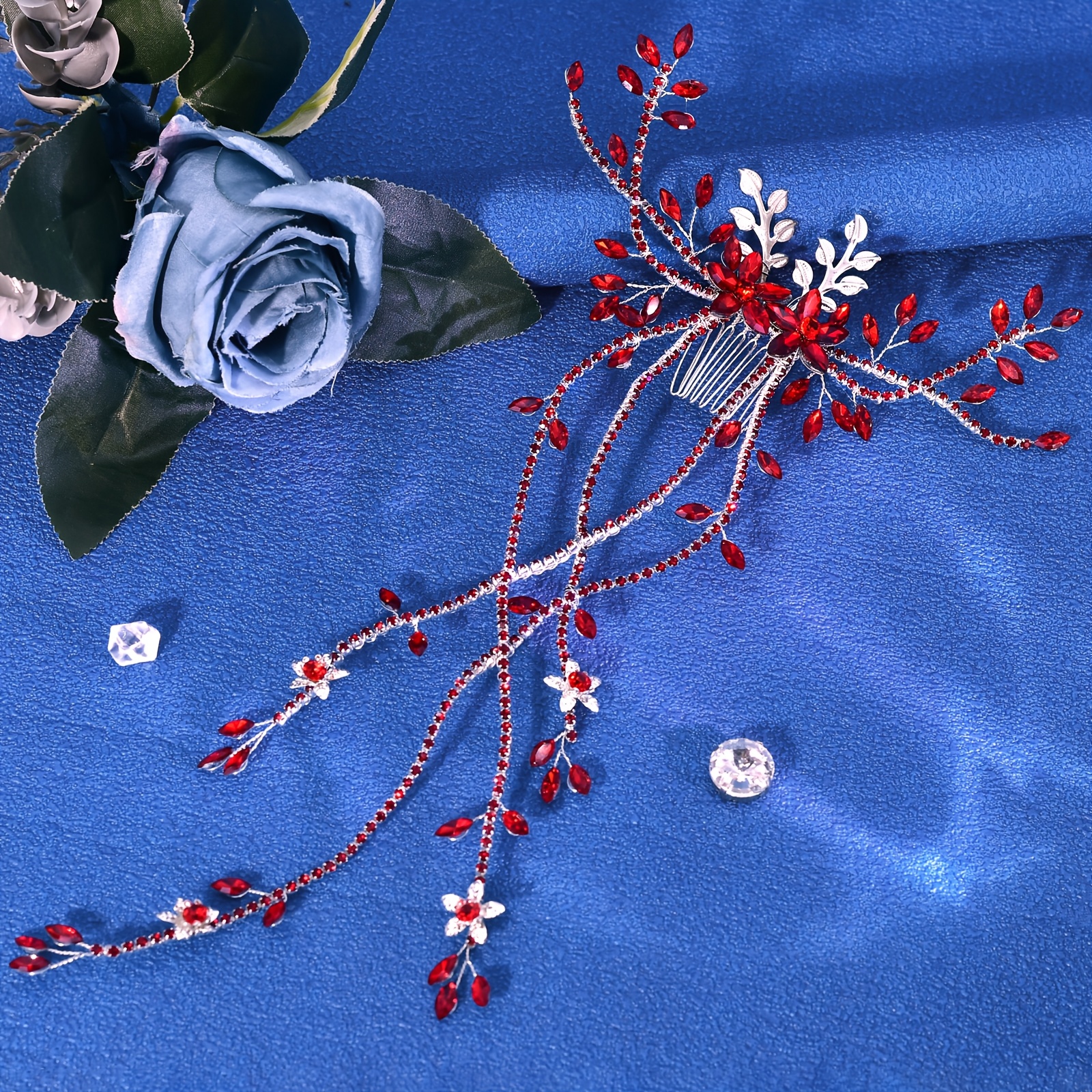 TEMU Elegante per capelli da sposa con e - Pezzo di capelli per il matrimonio con lavorazione di perline complesse, per vestiti da sposa e speciali,