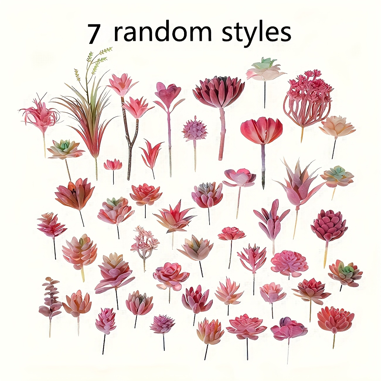 35 Red Succulent Plants, 7pcs/set Random Flocked , Artificial Succulent Plants, Plant Decoration Ornaments, Creative Diy Pot Accessories, Room Desktop Decor