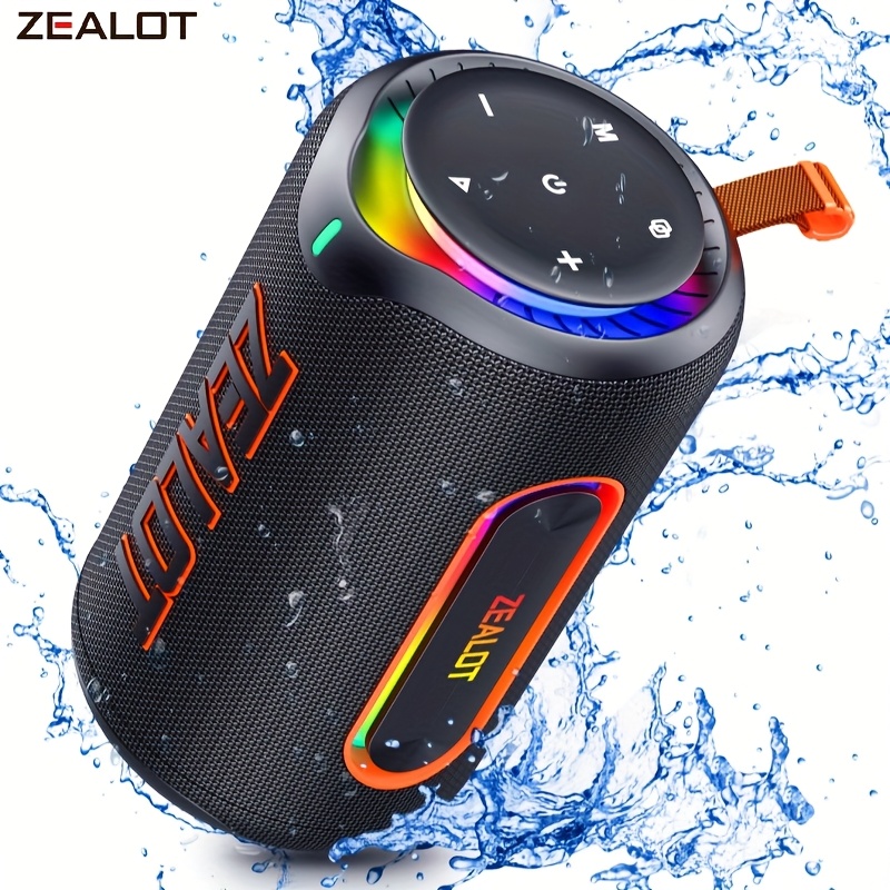 TEMU ZEALOT MP1 Haut-parleur 60W de sortie maximale, Audio fil, Portable d'extérieur, Batterie 8000Mah, Éclairage coloré RGB, Jusqu'à 8 heures d',