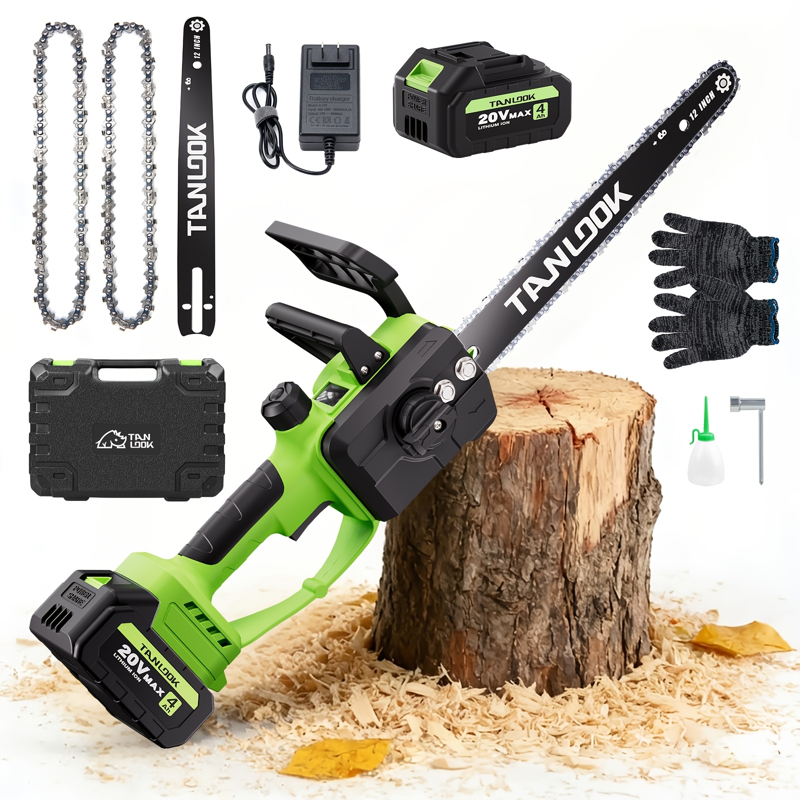 TEMU Tanlook 12-inch Cordless Brushless Electric Chainsaw, Portable Handheld Chainsaw Battery-powered Super Saw For Trees And Wood Pruning, Unique