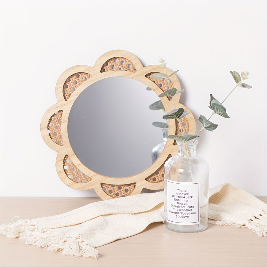 ラタンミラー フラワーミラー 壁掛けミラー ウォールミラー 柳