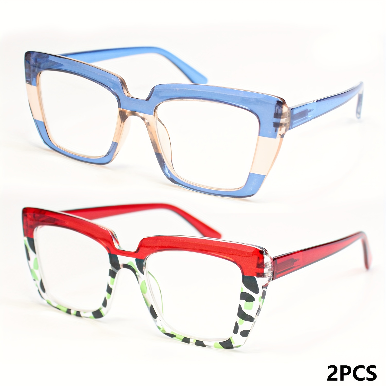 2pcs Cat Eye Large Frame Reading Glasses with Spring Hinges