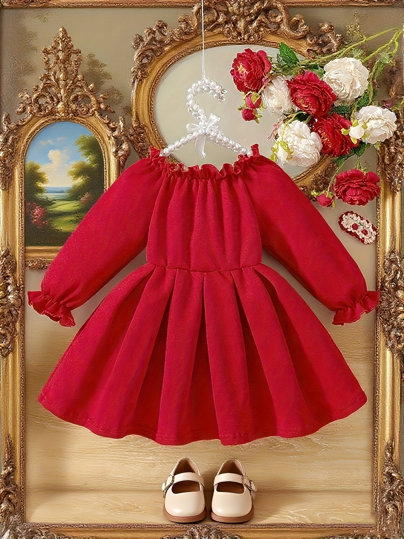 newborn s bow red long sleeve knee length winter