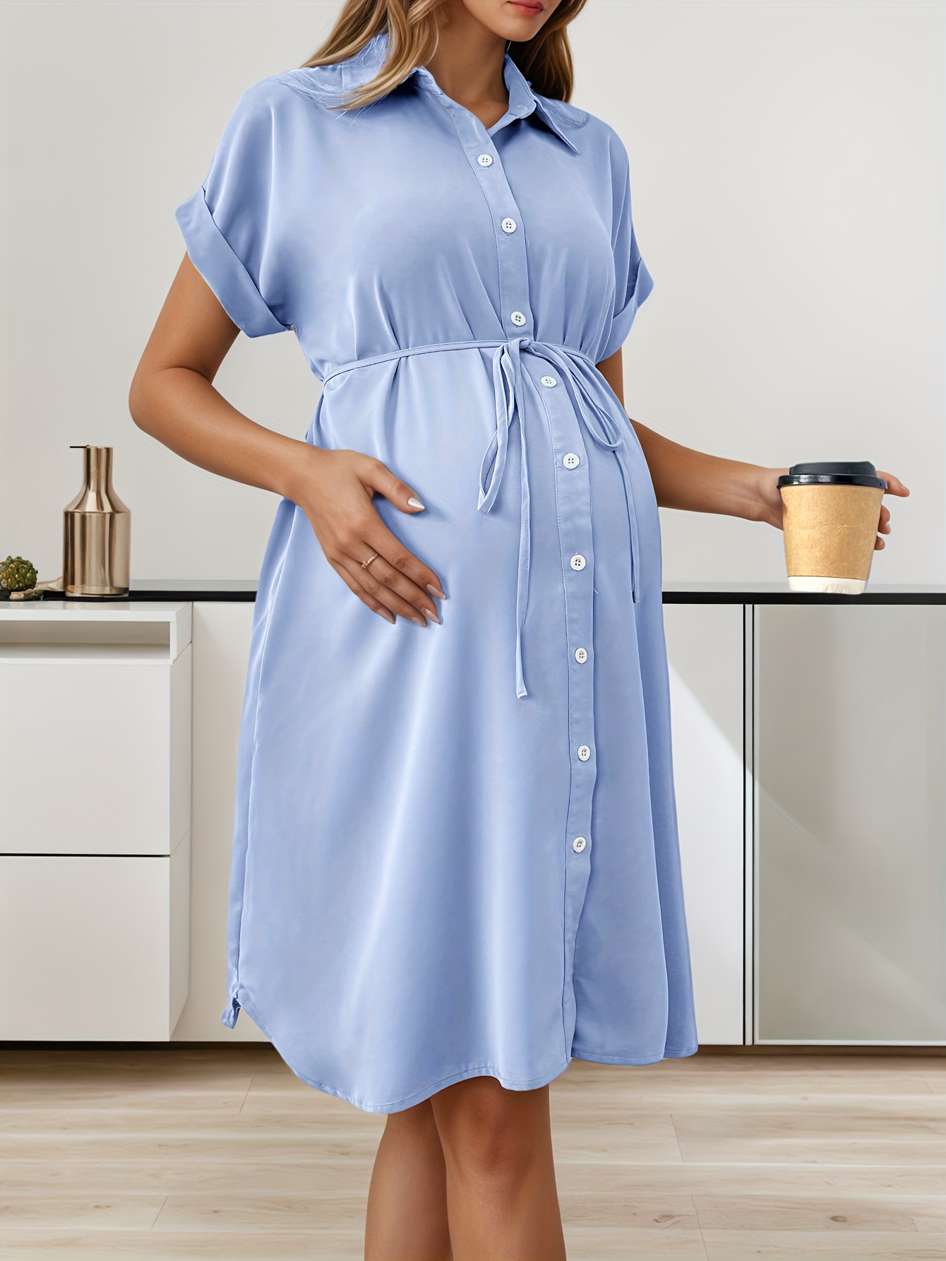 womens maternity dress elegant short sleeve a line pregnancy