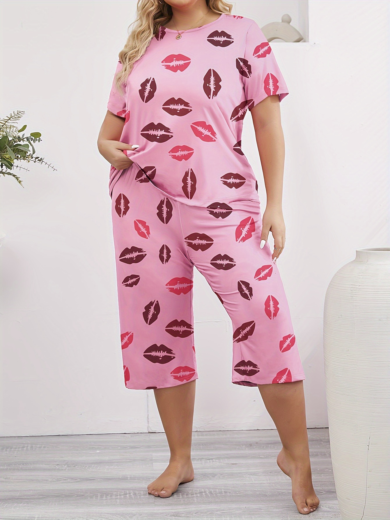 Plus size capri pajama set sale