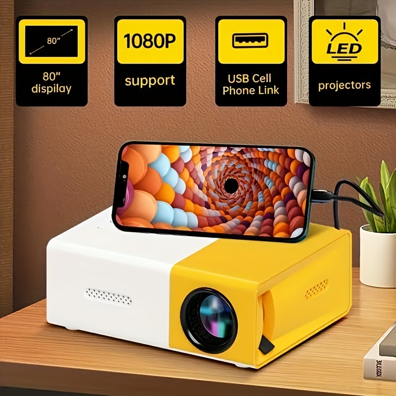 

Compact 720p Led Mini Projector, Children's Gift, Birthday Gift, Easy To Carry/outdoor Camping/home Theater/office Use, With Compatible Devices As Usb/sd/av/hd