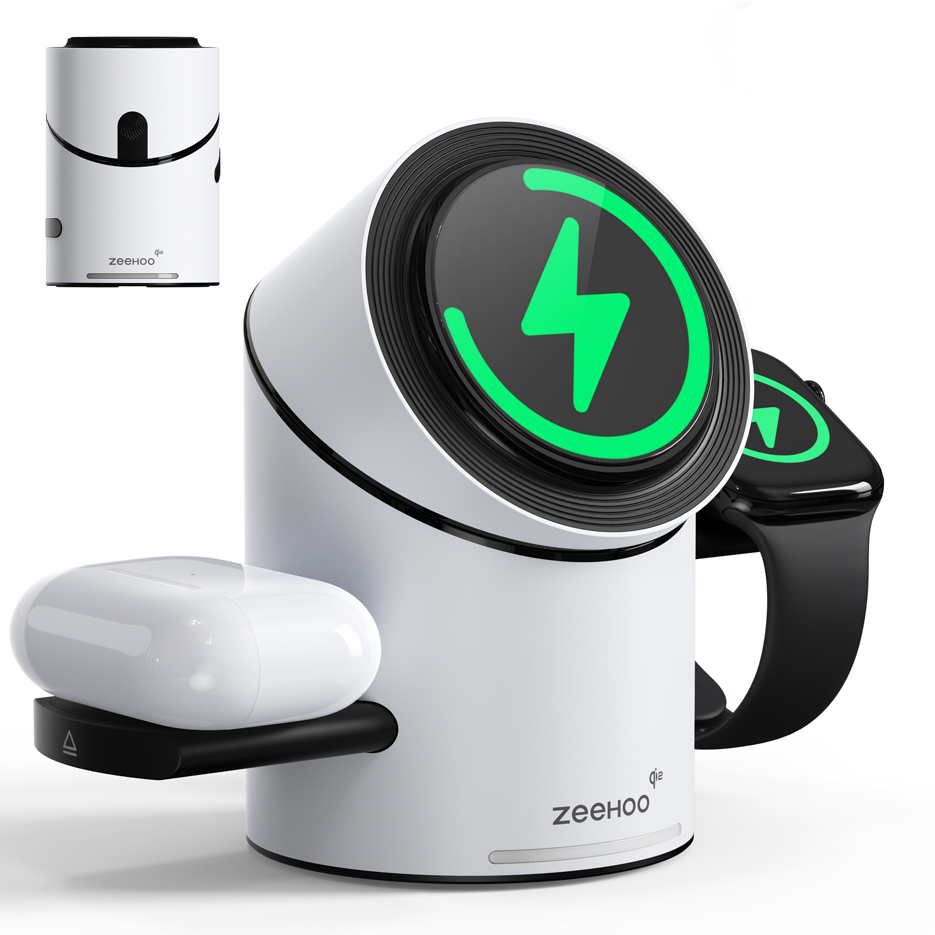 E-shop MagSafe Ladestation 3-in-1 Kabellose Dockingstation für iPhone, Watch & AirPods (Automatische Drehung für freihändige Nutzung)