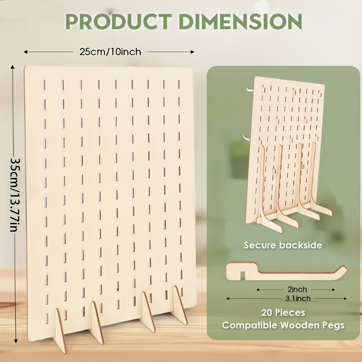Wooden Jewelry Display Stand with 20 Hooks